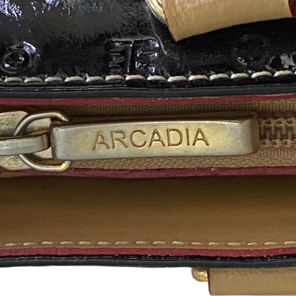 Arcadia Black Leather Zipper Double Handle Inner Pockets Shoulder Bag - Picture 8 of 8